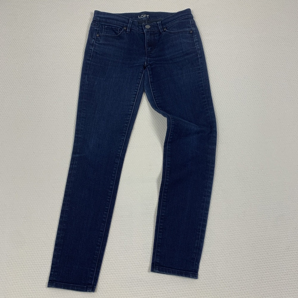 LOFT Womens Modern Skinny Jeans Size 26/2 Dark Wash Blue Denim Stretch 5-Pocket